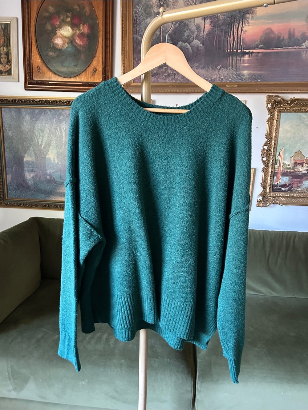 a.n.a Women's Crewneck Sweater in Teal Green